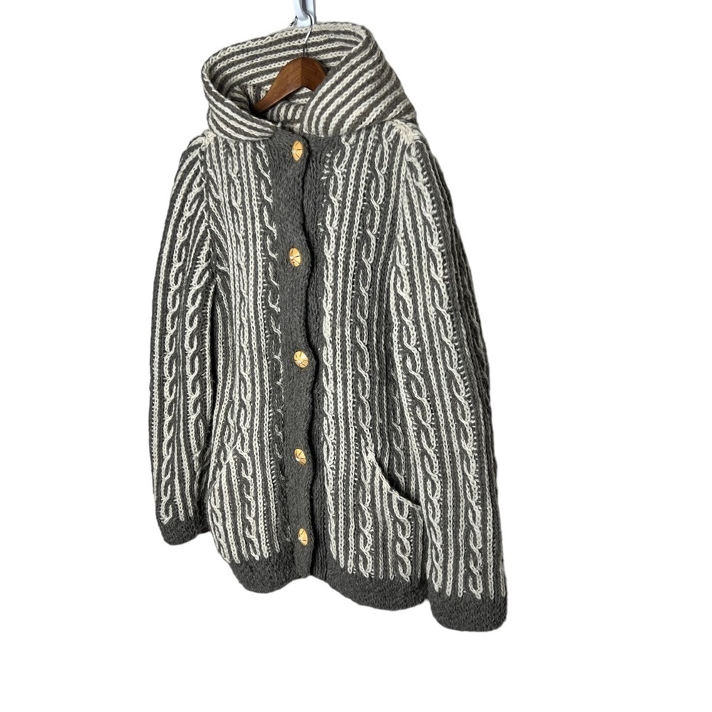 Vintage Handmade Cable Knit Cardigan Sweater - Picture 3 of 15